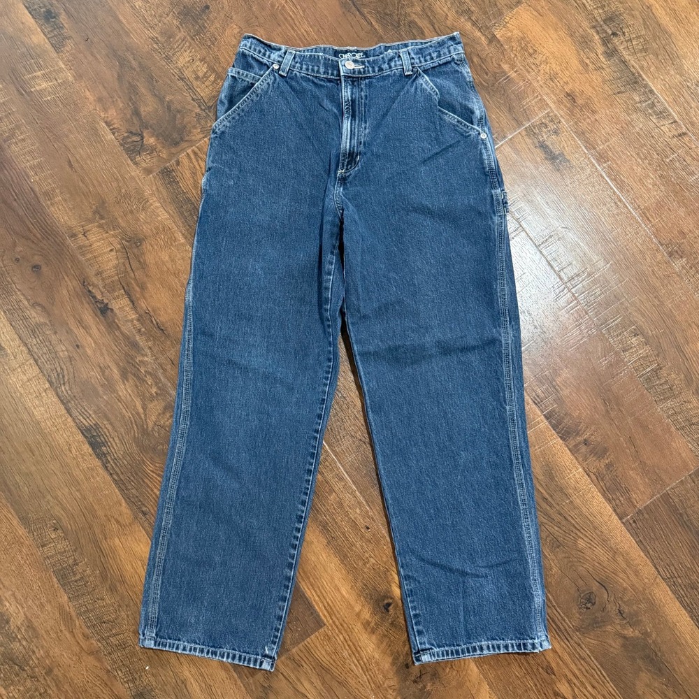 Cherokee Mens Blue Denim Carpenter Jeans Straight Leg Utility Workwear 30x29